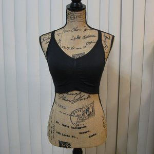 NWOT AK black strappy padded sports bra bralette M